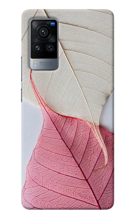 White Pink Leaf Vivo X60 Pro Back Cover