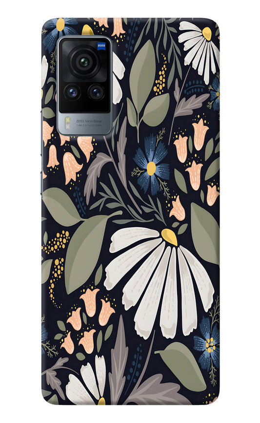 Flowers Art Vivo X60 Pro Back Cover