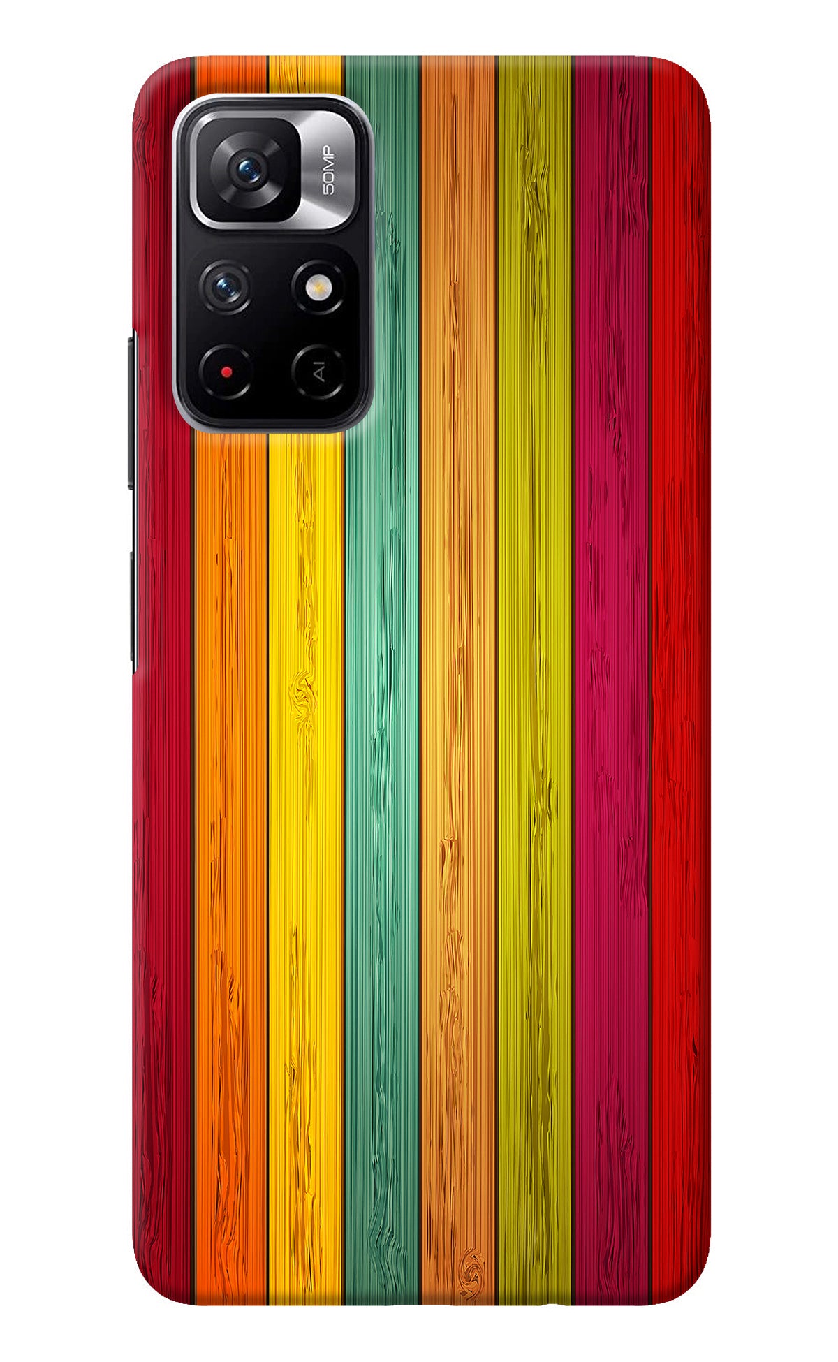 Multicolor Wooden Redmi Note 11T 5G Back Cover