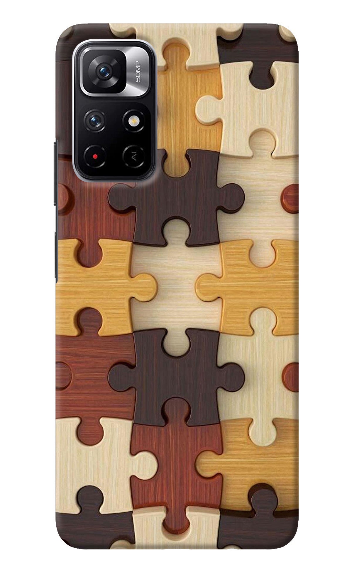 Wooden Puzzle Redmi Note 11T 5G Back Cover