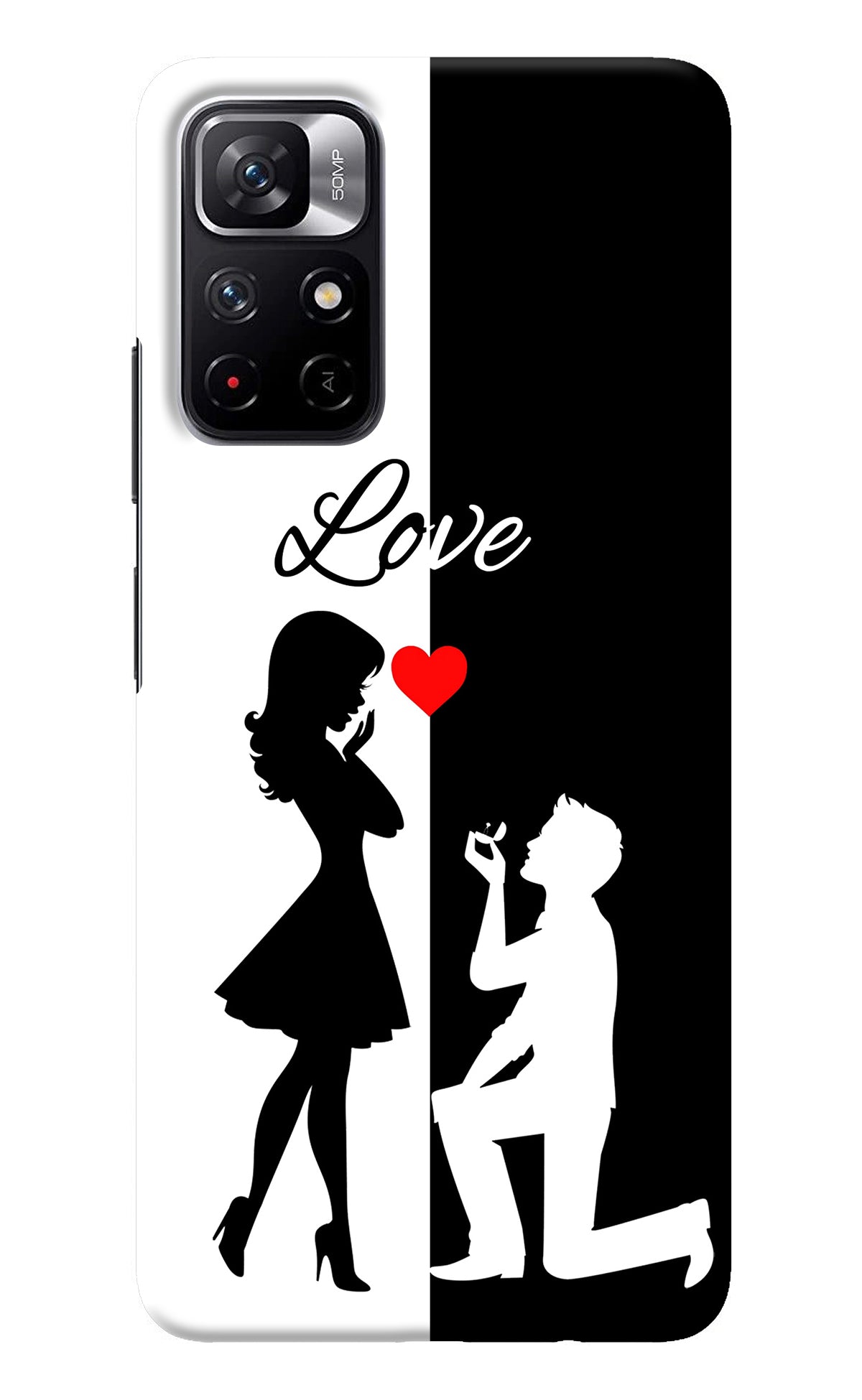 Love Propose Black And White Redmi Note 11T 5G Back Cover