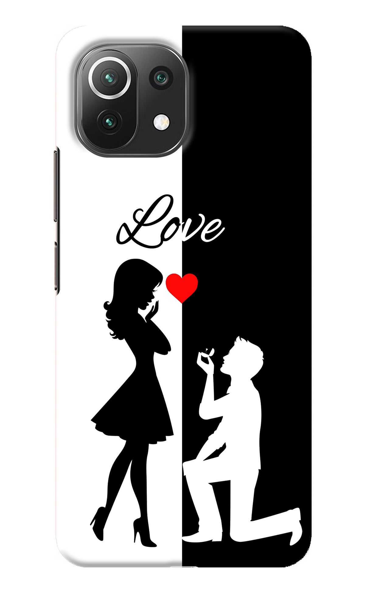 Love Propose Black And White Mi 11 Lite NE 5G Back Cover