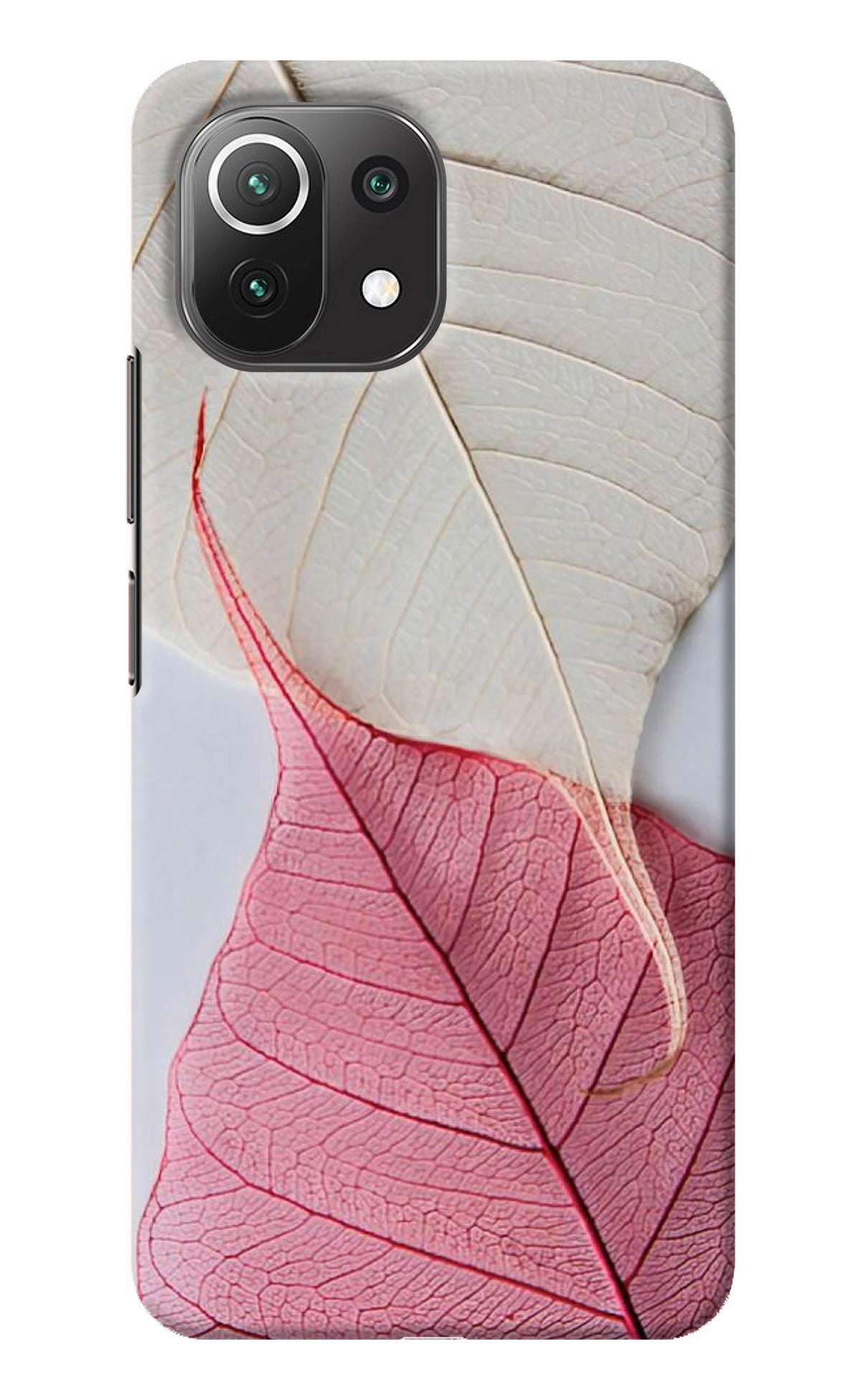 White Pink Leaf Mi 11 Lite NE 5G Back Cover