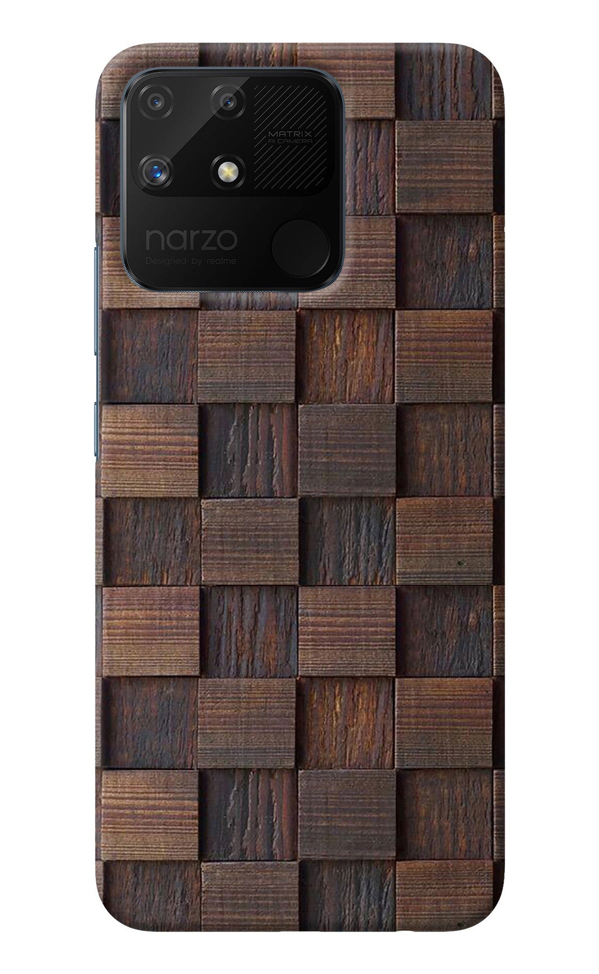 Wooden Cube Design Realme Narzo 50A Back Cover