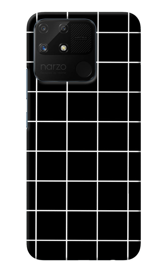 White Grid Realme Narzo 50A Back Cover