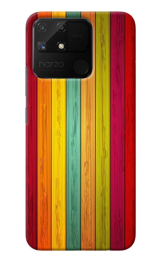 Multicolor Wooden Realme Narzo 50A Back Cover