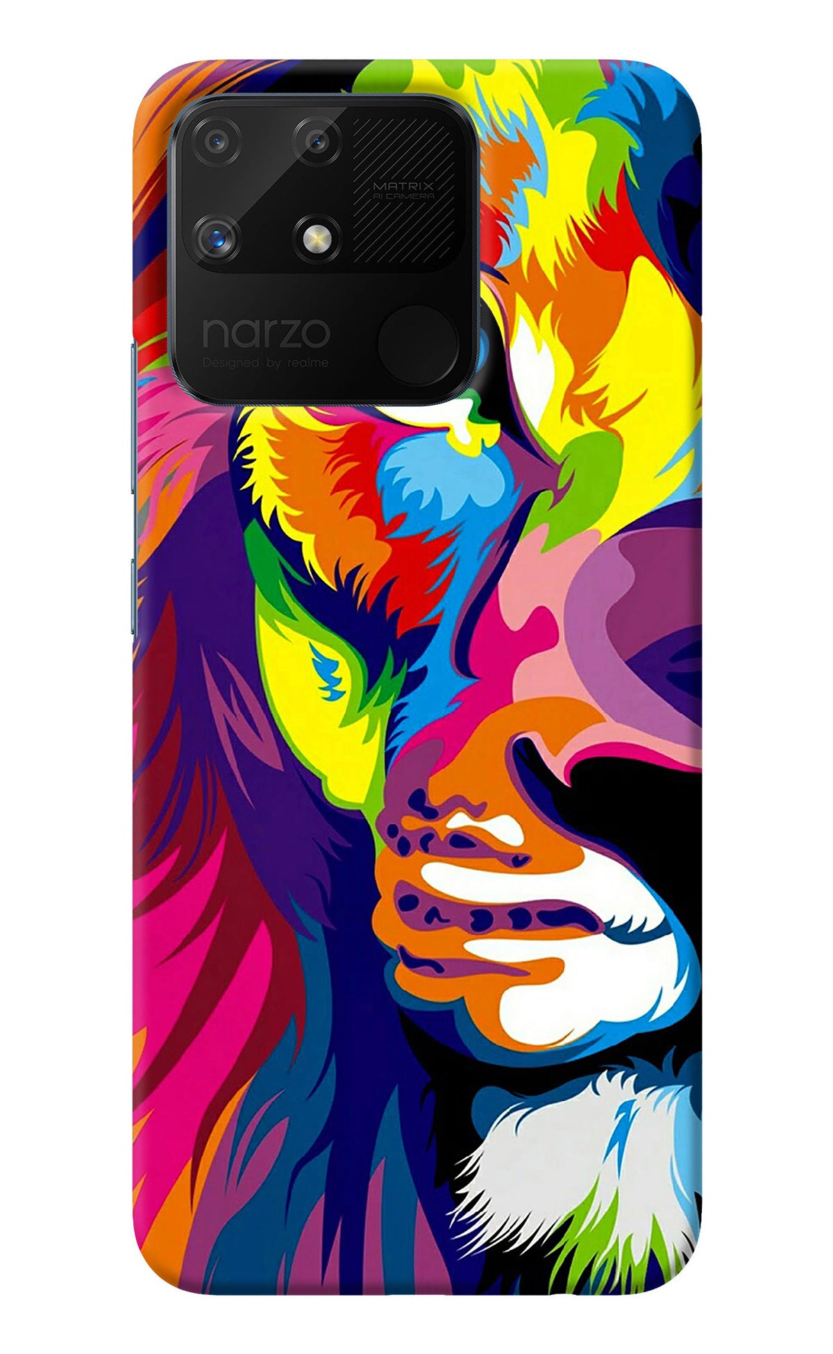 Lion Half Face Realme Narzo 50A Back Cover