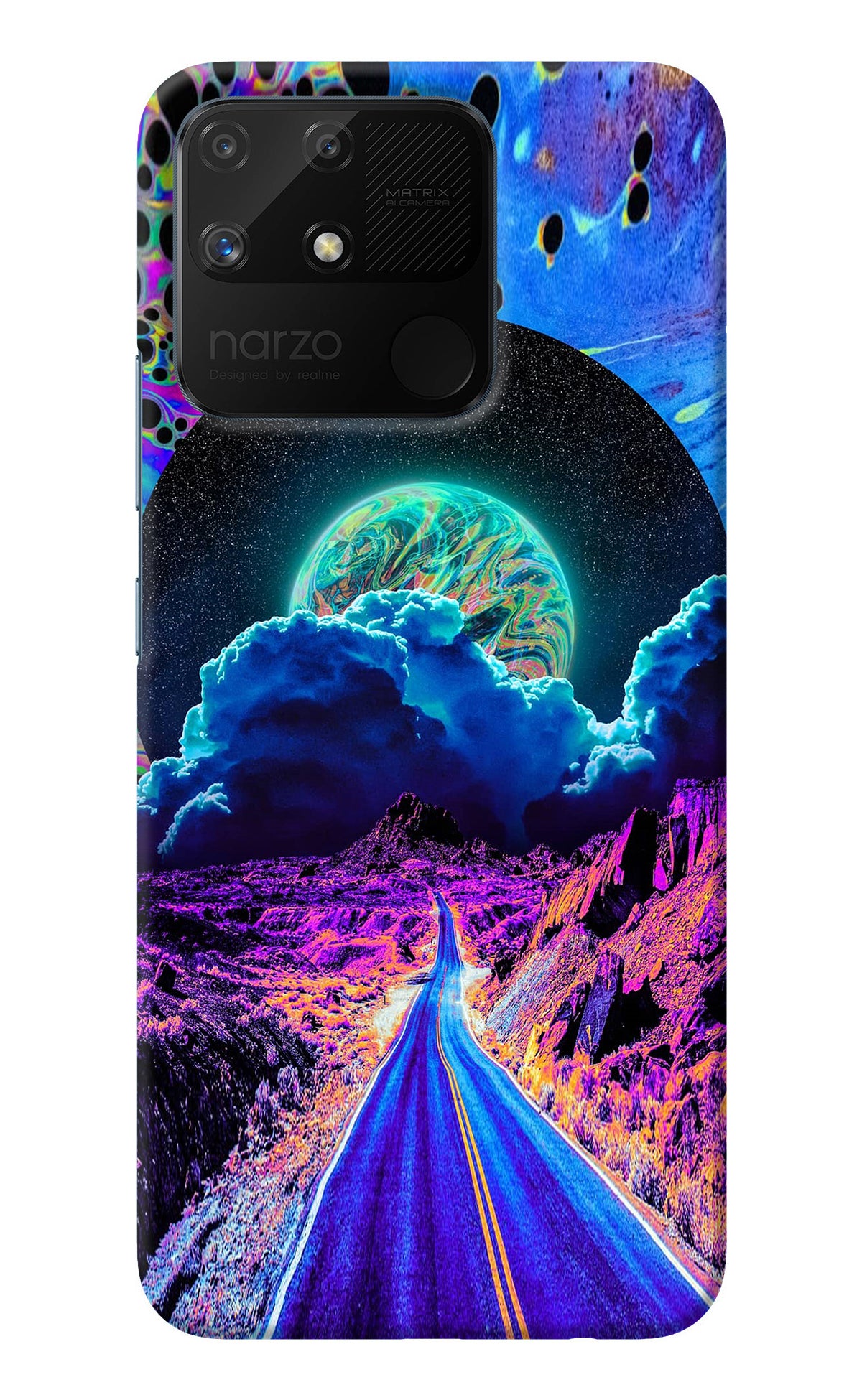 Psychedelic Painting Realme Narzo 50A Back Cover