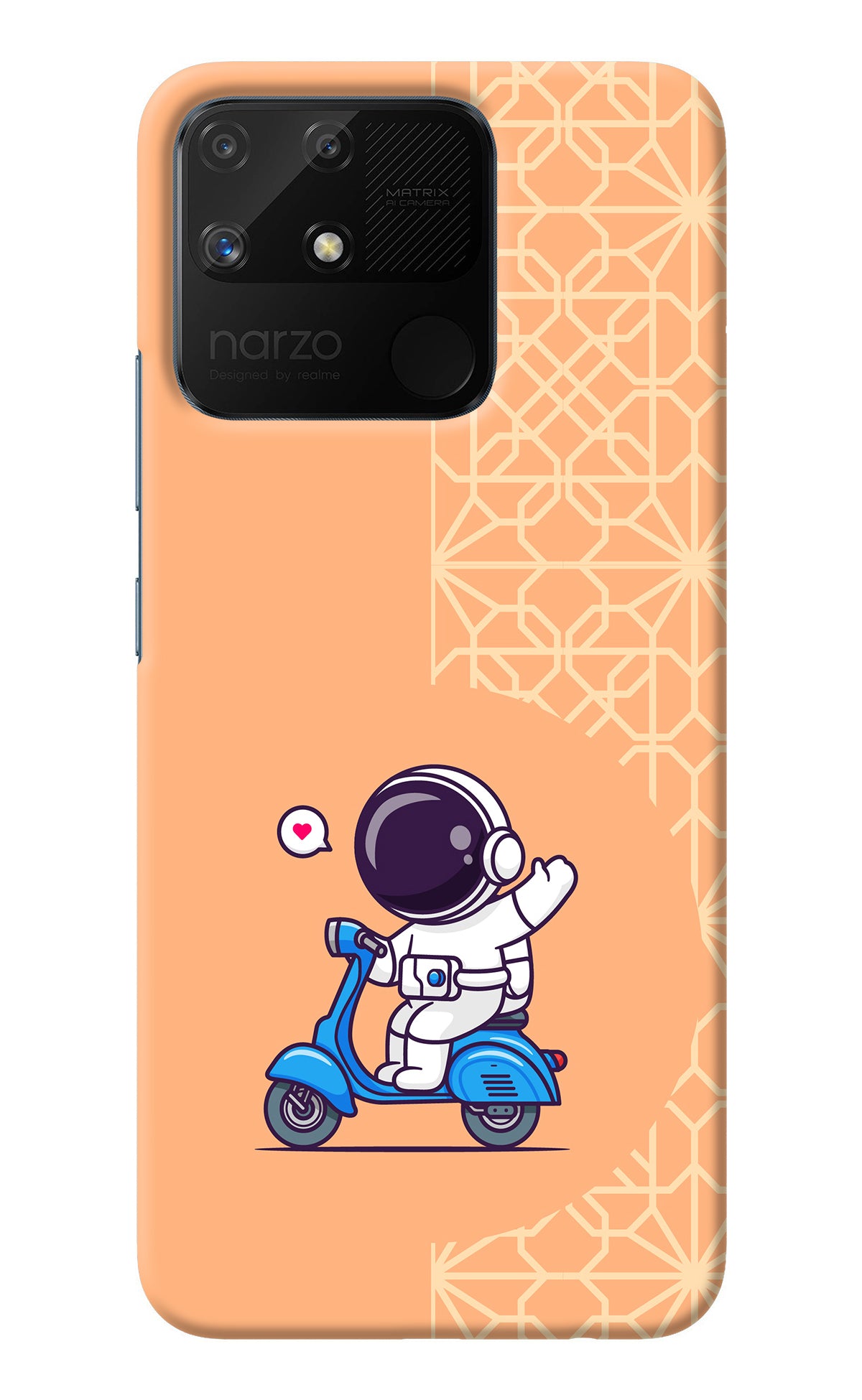 Cute Astronaut Riding Realme Narzo 50A Back Cover