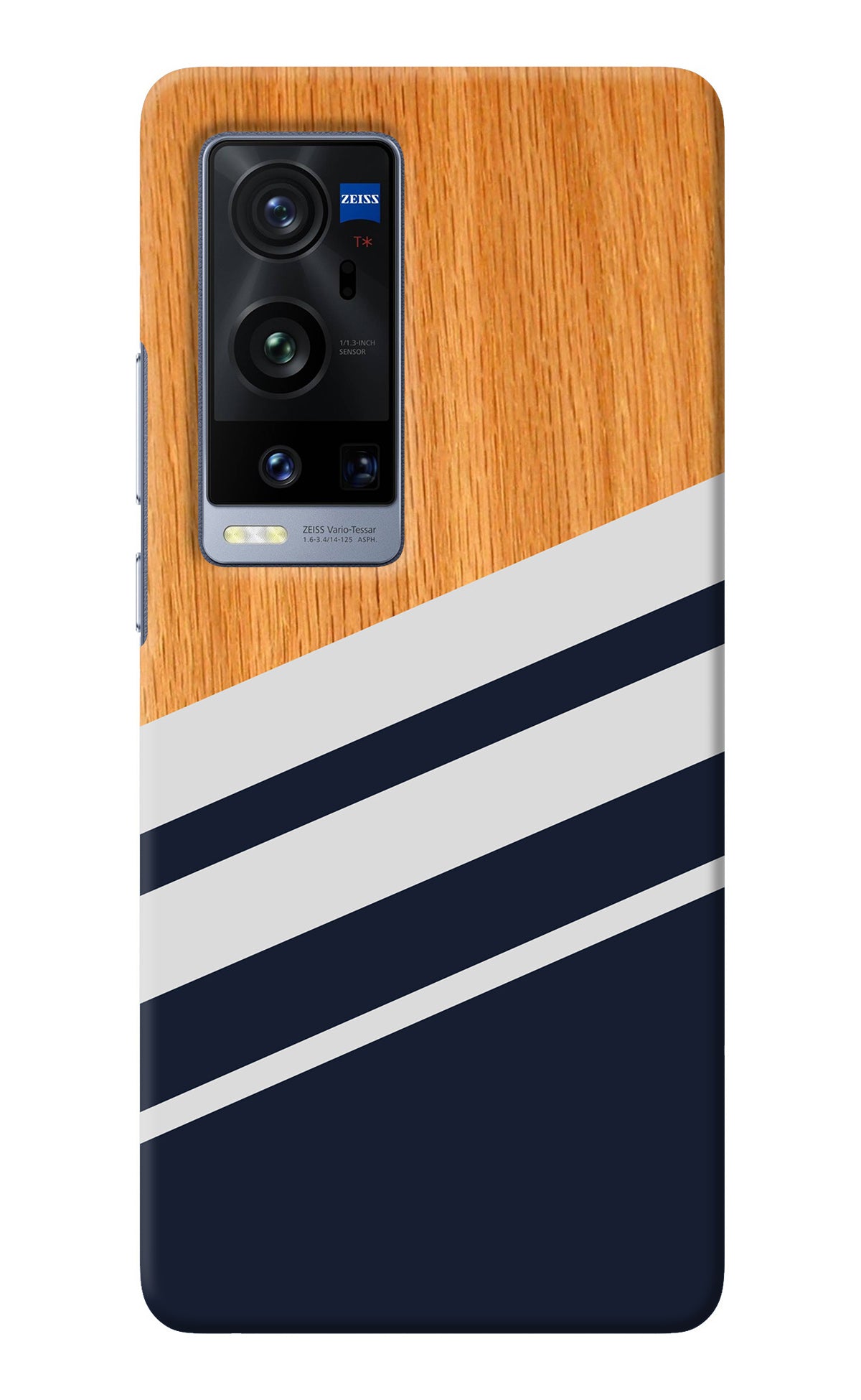 Blue and white wooden Vivo X60 Pro+ Back Cover