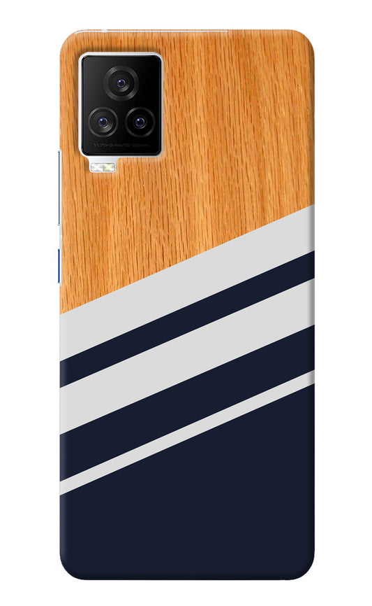 Blue and white wooden iQOO 7 Legend 5G Back Cover