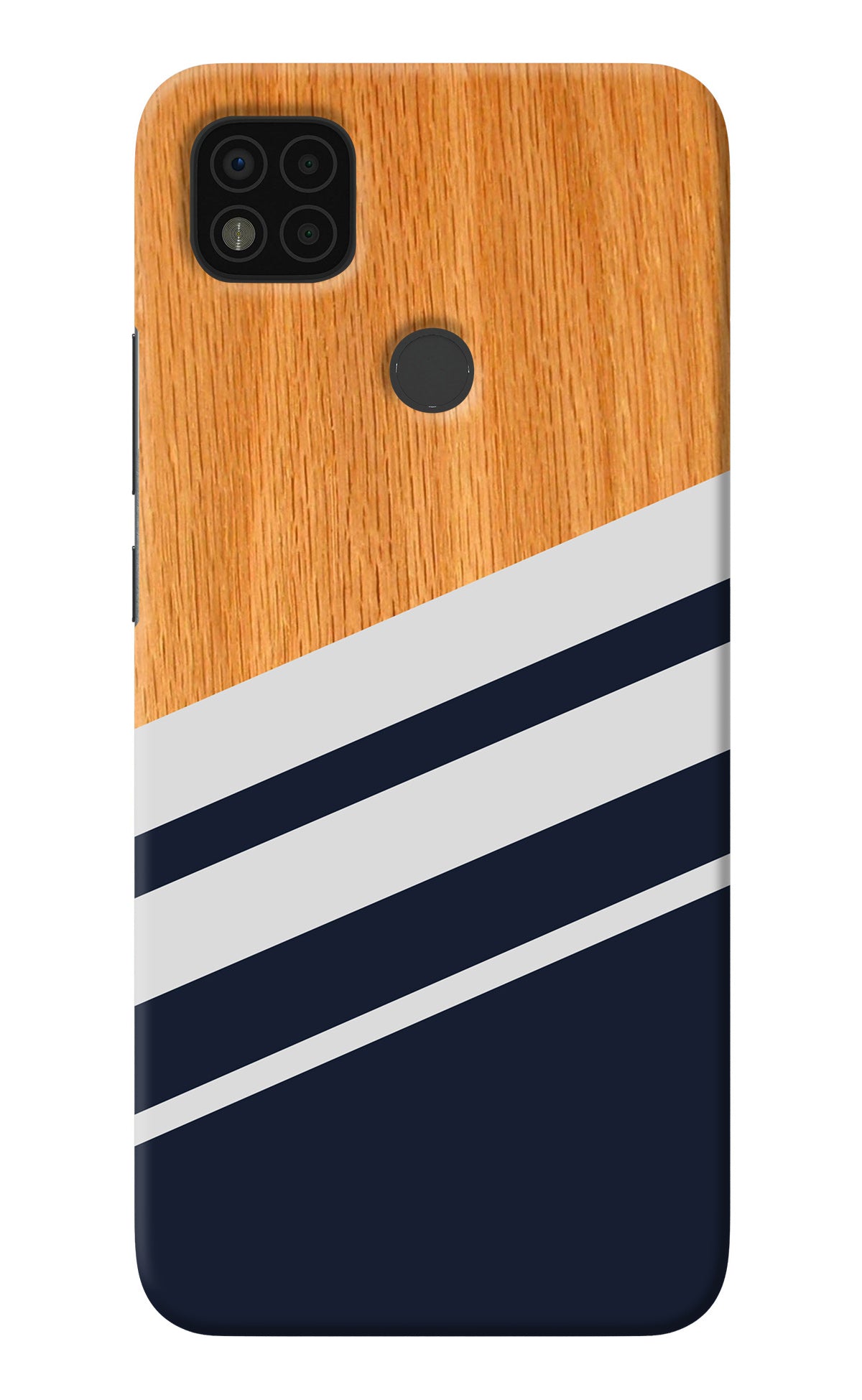 Blue and white wooden Poco C31 Back Cover