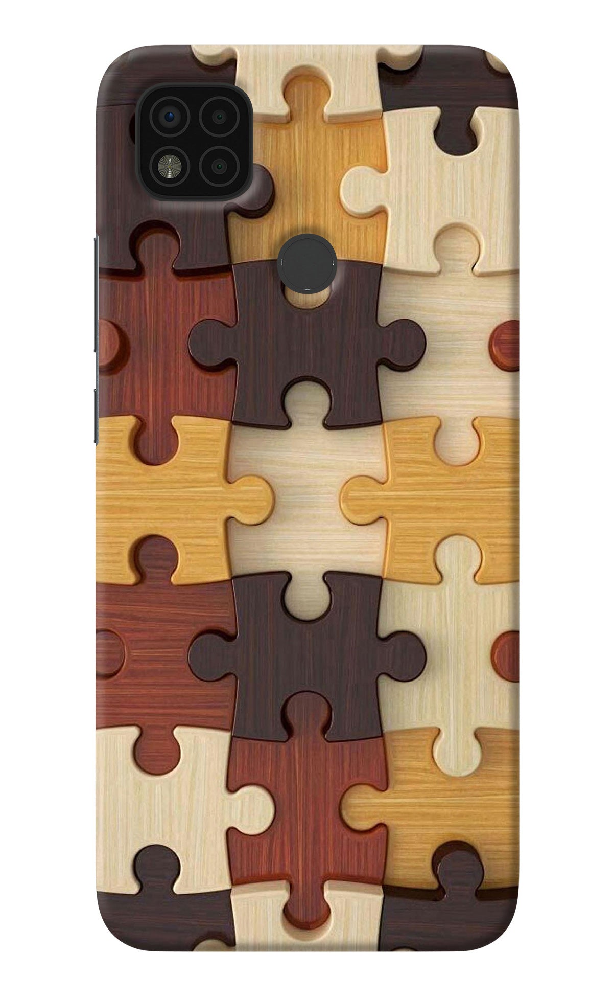 Wooden Puzzle Poco C31 Back Cover