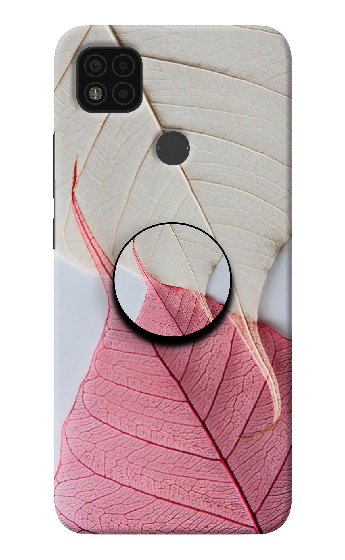 White Pink Leaf Poco C31 Pop Case