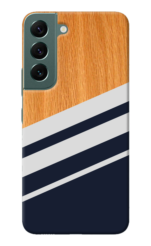 Blue and white wooden Samsung S22 Back Cover
