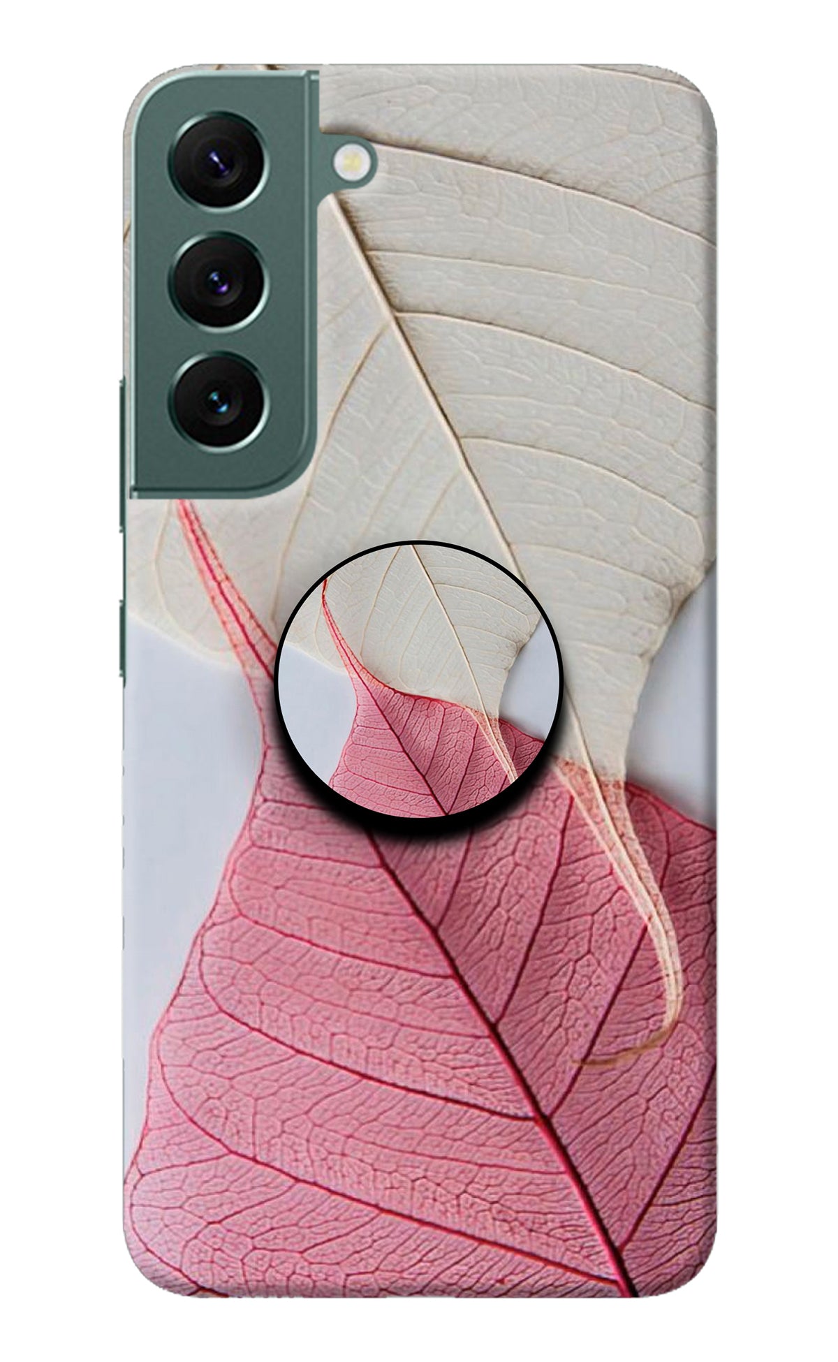 White Pink Leaf Samsung S22 Pop Case