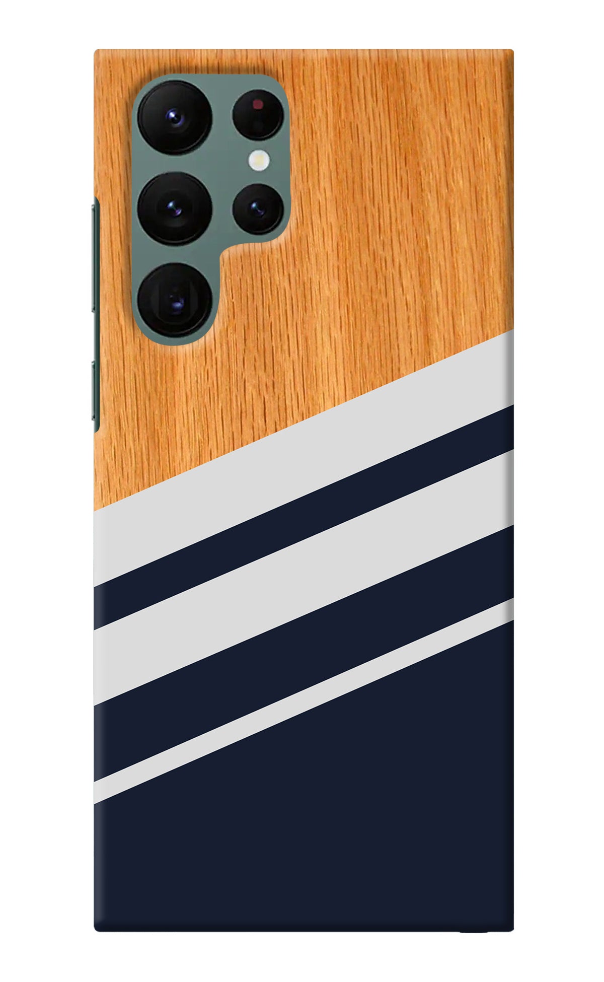 Blue and white wooden Samsung S22 Ultra Back Cover