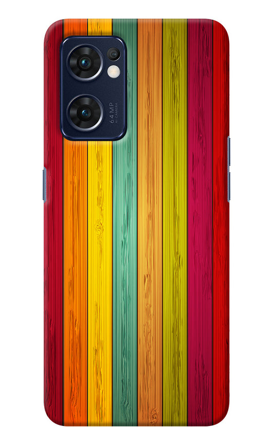 Multicolor Wooden Oppo Reno7 5G Back Cover