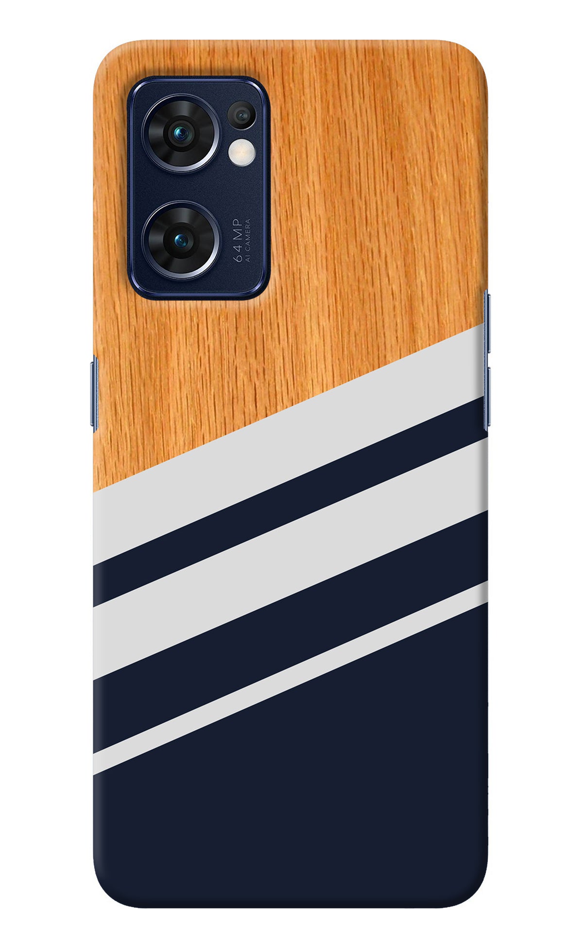Blue and white wooden Oppo Reno7 5G Back Cover