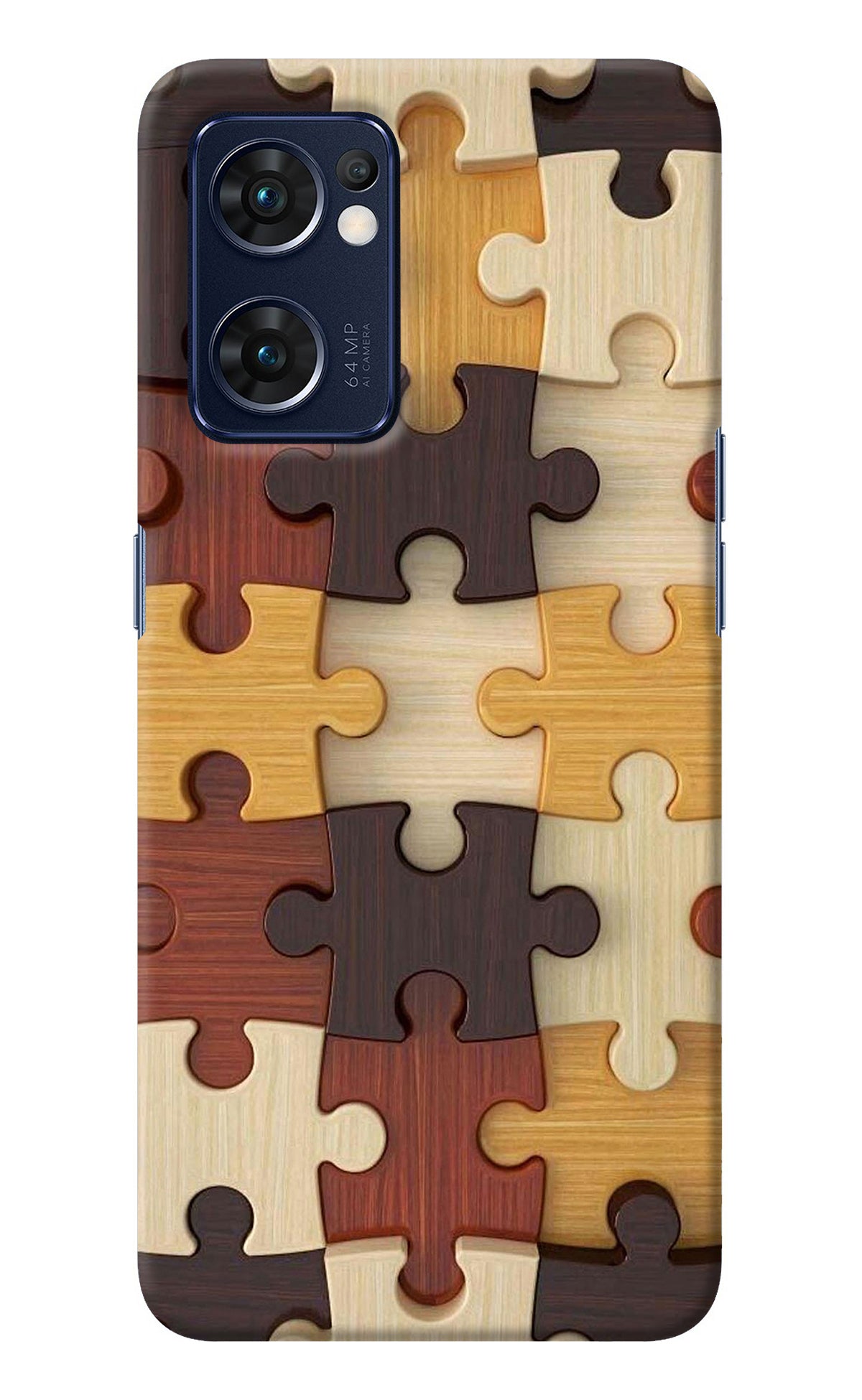 Wooden Puzzle Oppo Reno7 5G Back Cover