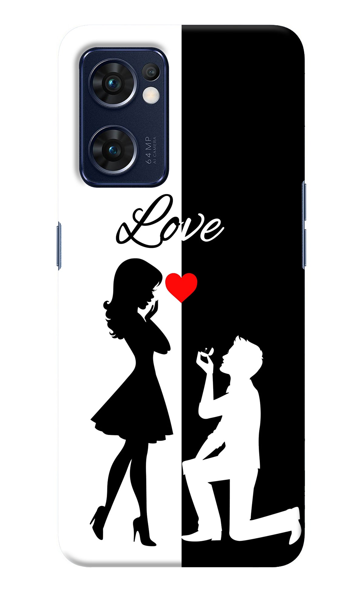 Love Propose Black And White Oppo Reno7 5G Back Cover