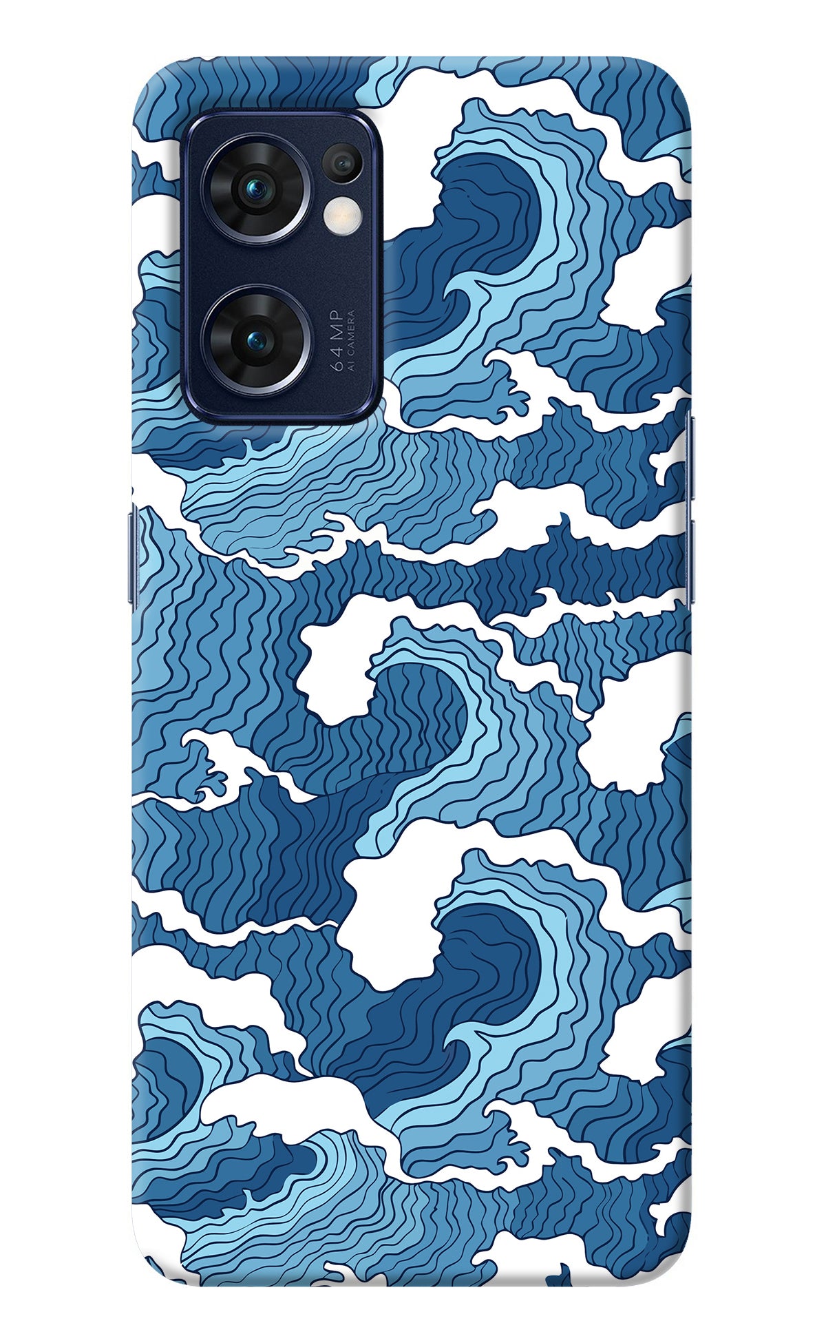 Blue Waves Oppo Reno7 5G Back Cover