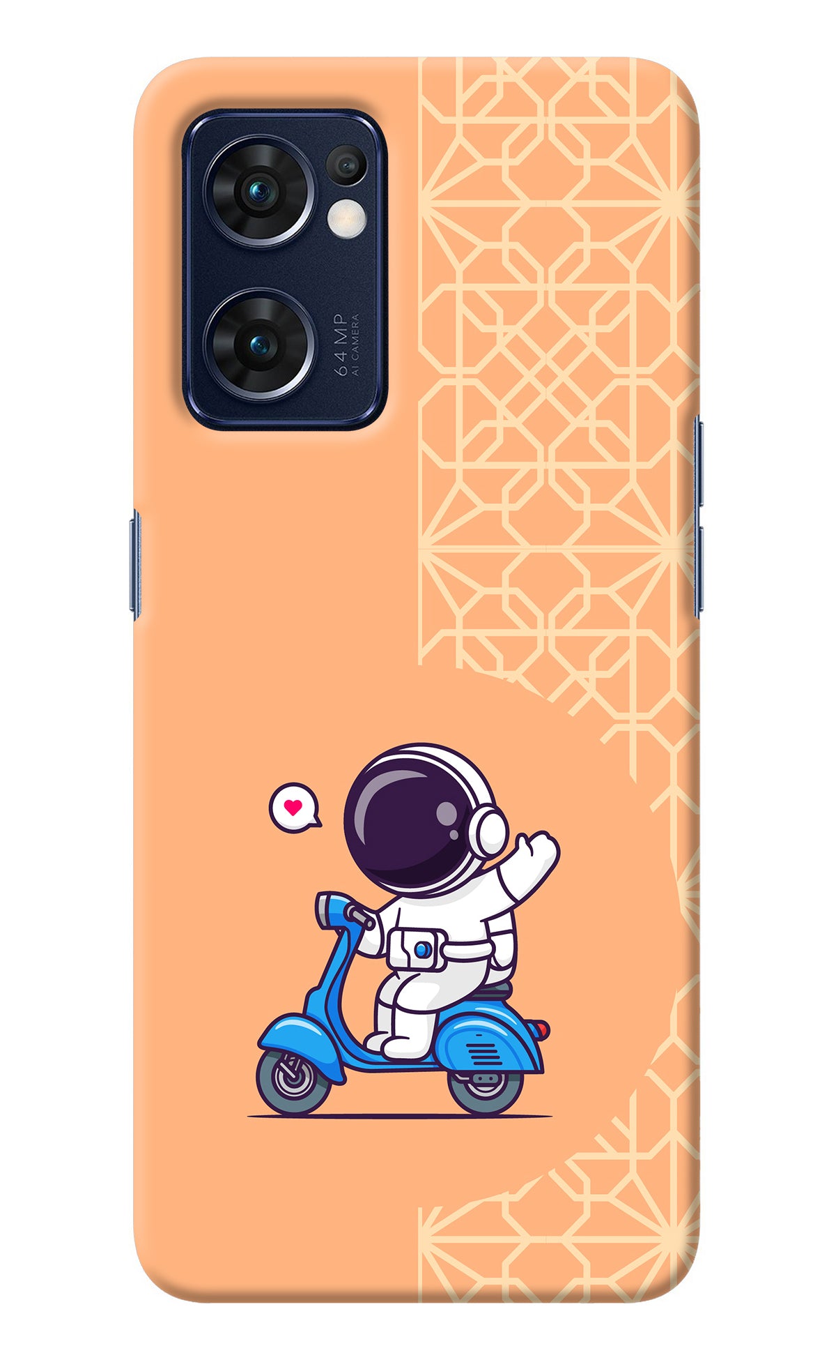 Cute Astronaut Riding Oppo Reno7 5G Back Cover