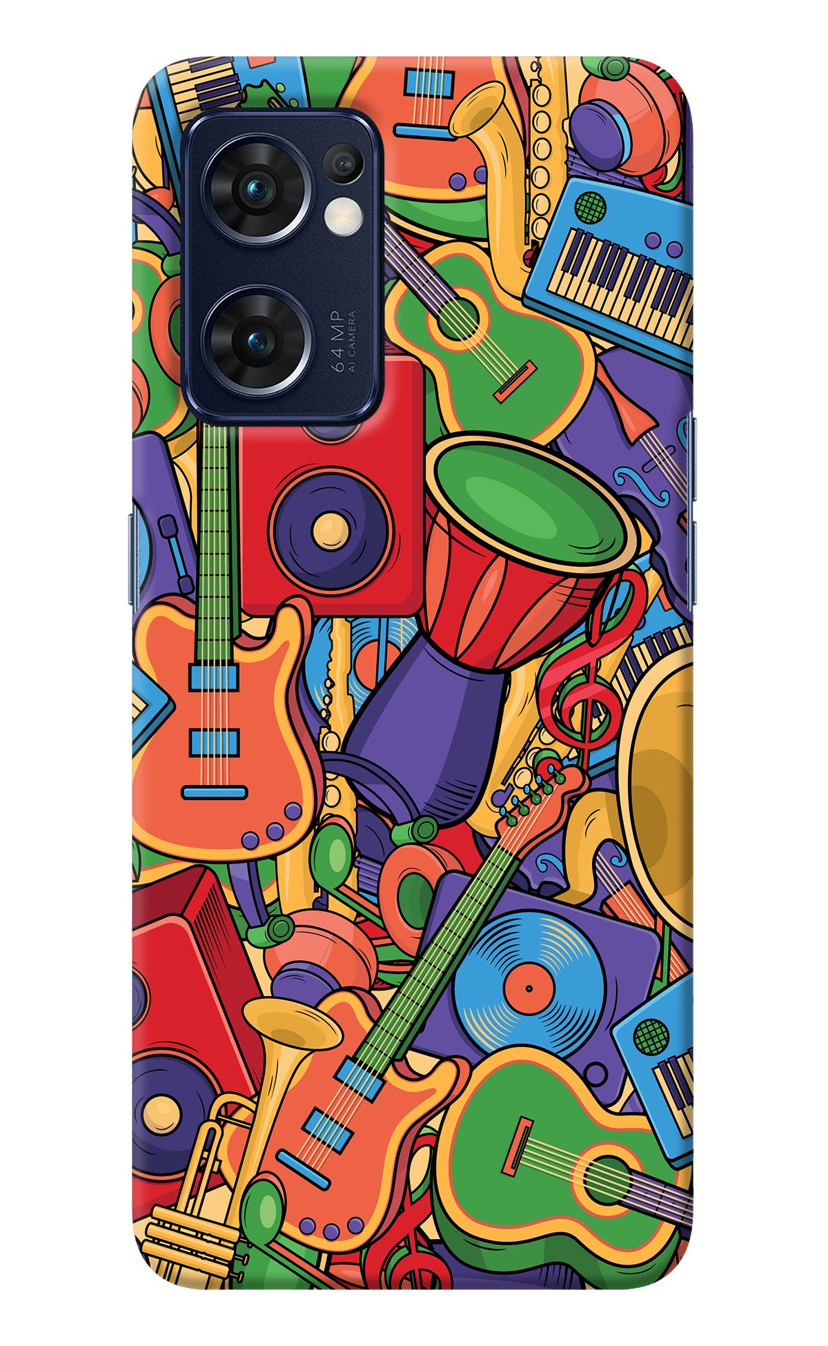 Music Instrument Doodle Oppo Reno7 5G Back Cover