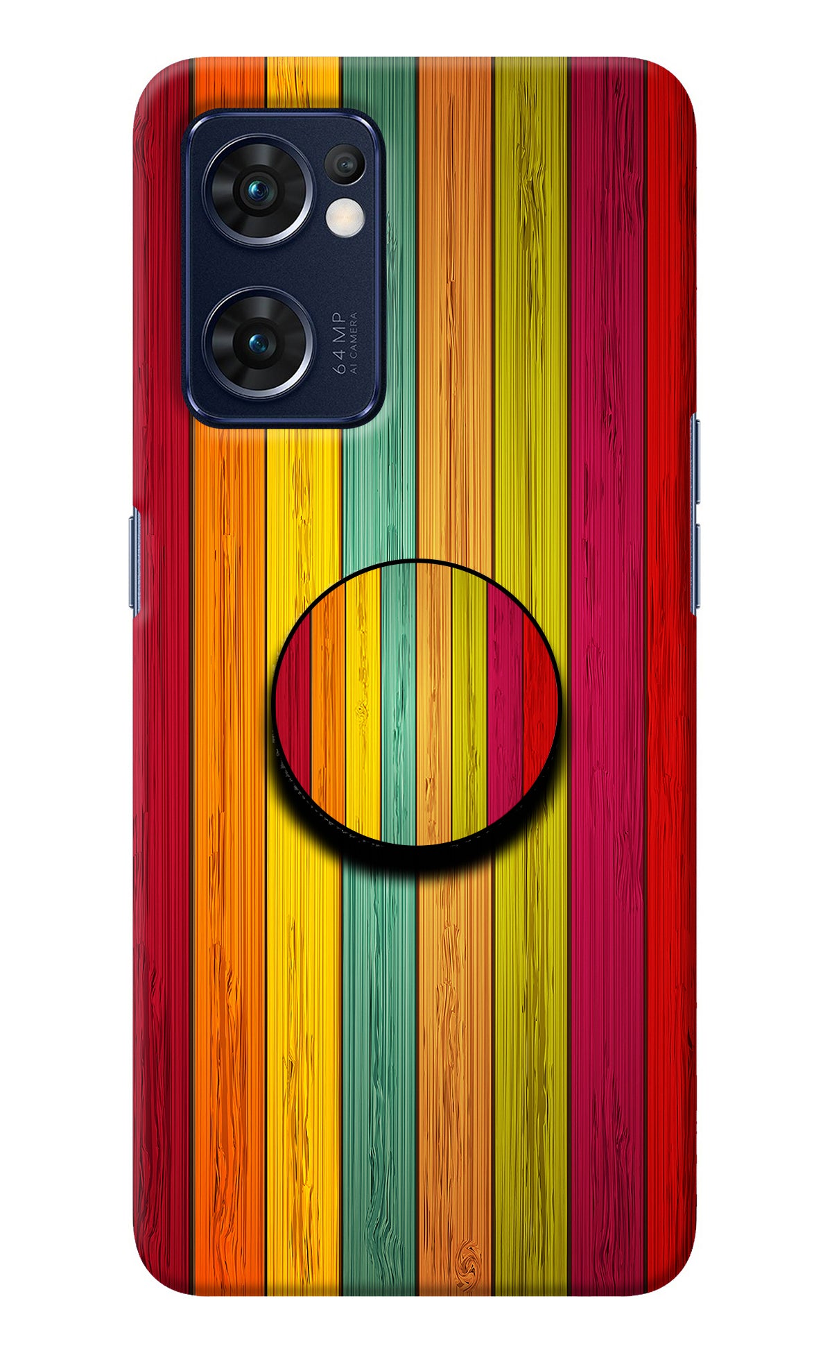 Multicolor Wooden Oppo Reno7 5G Pop Case