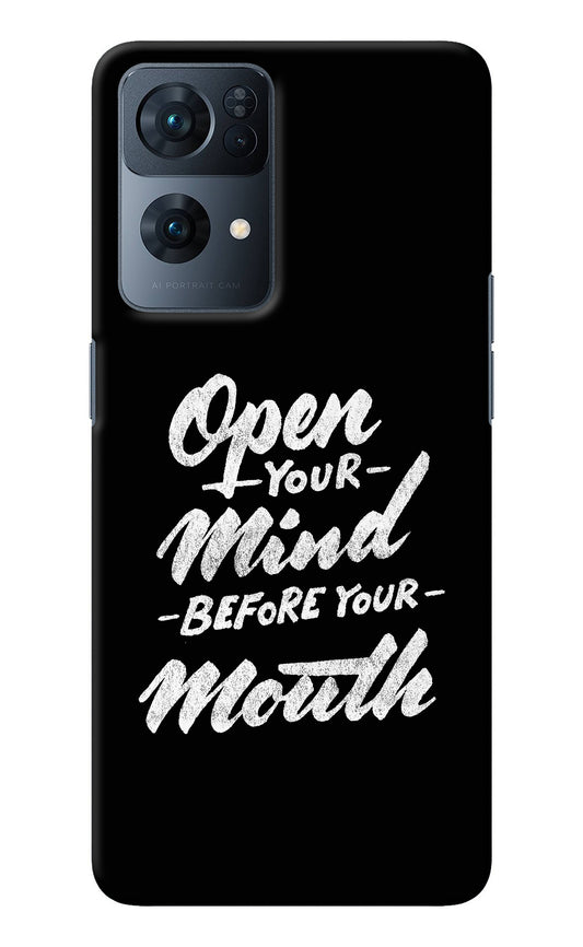 Open Your Mind Before Your Mouth Oppo Reno7 Pro 5G Back Cover