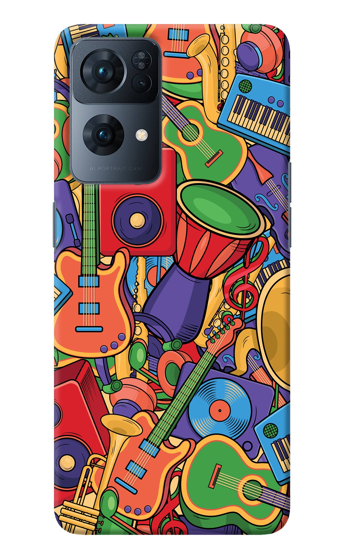 Music Instrument Doodle Oppo Reno7 Pro 5G Back Cover