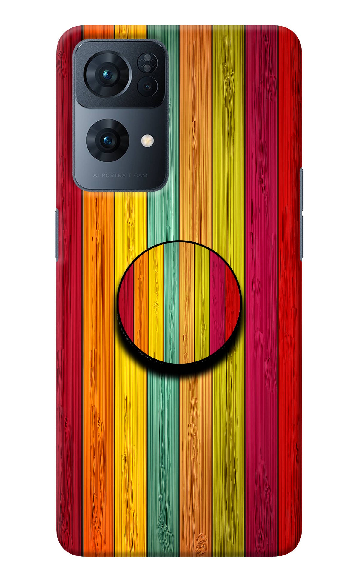 Multicolor Wooden Oppo Reno7 Pro 5G Pop Case