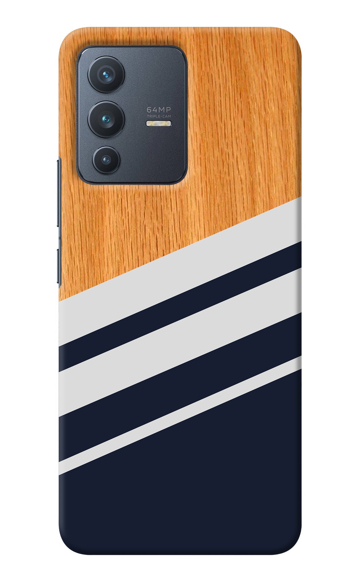 Blue and white wooden Vivo V23 5G Back Cover