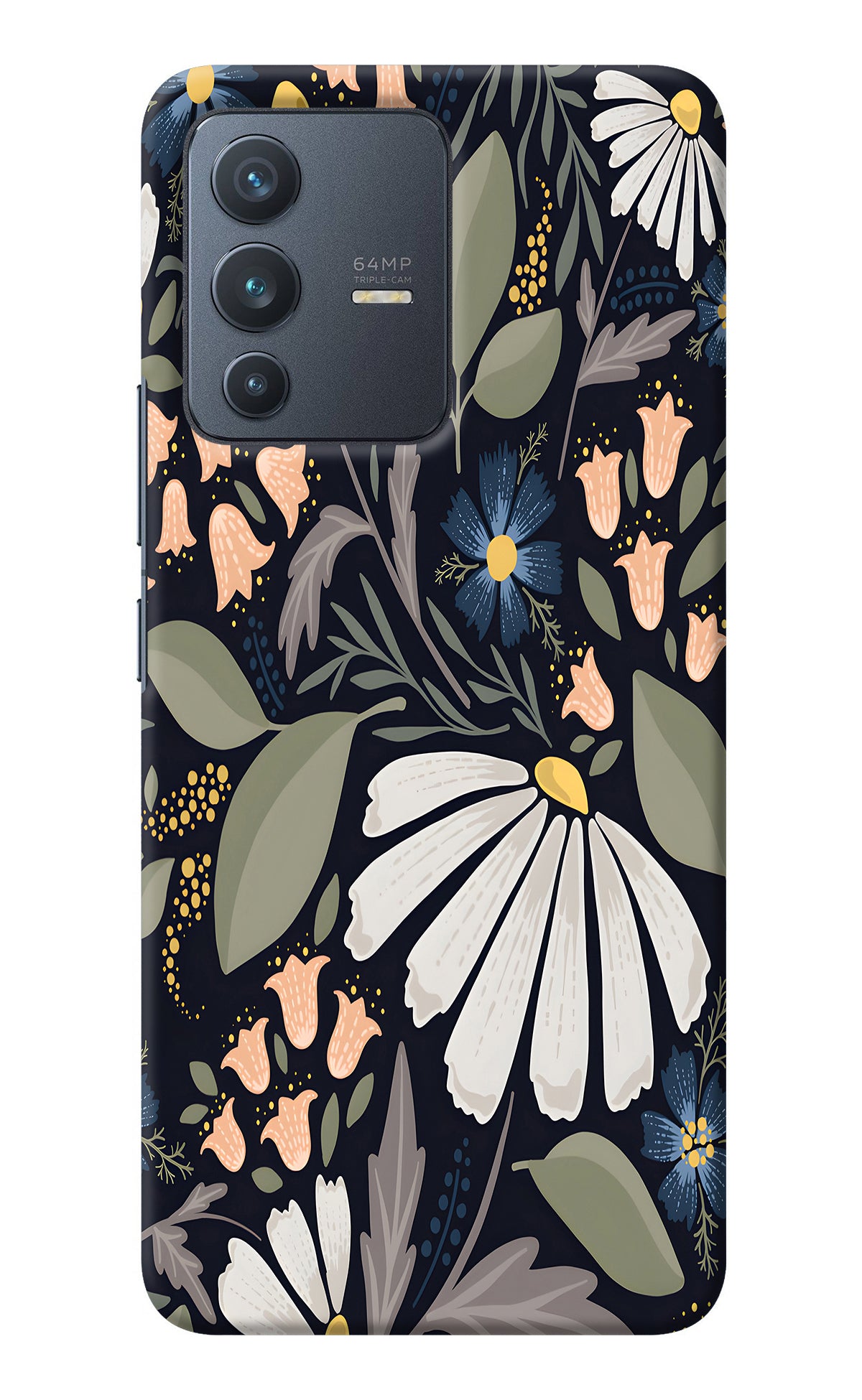 Flowers Art Vivo V23 5G Back Cover