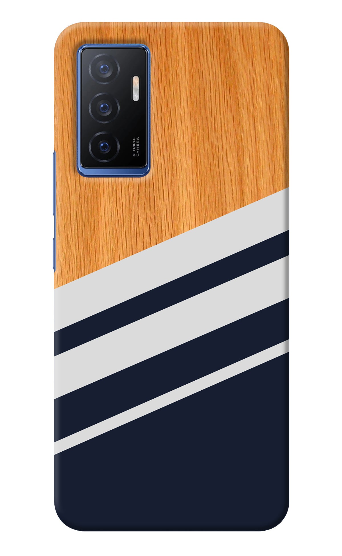 Blue and white wooden Vivo V23E 5G Back Cover