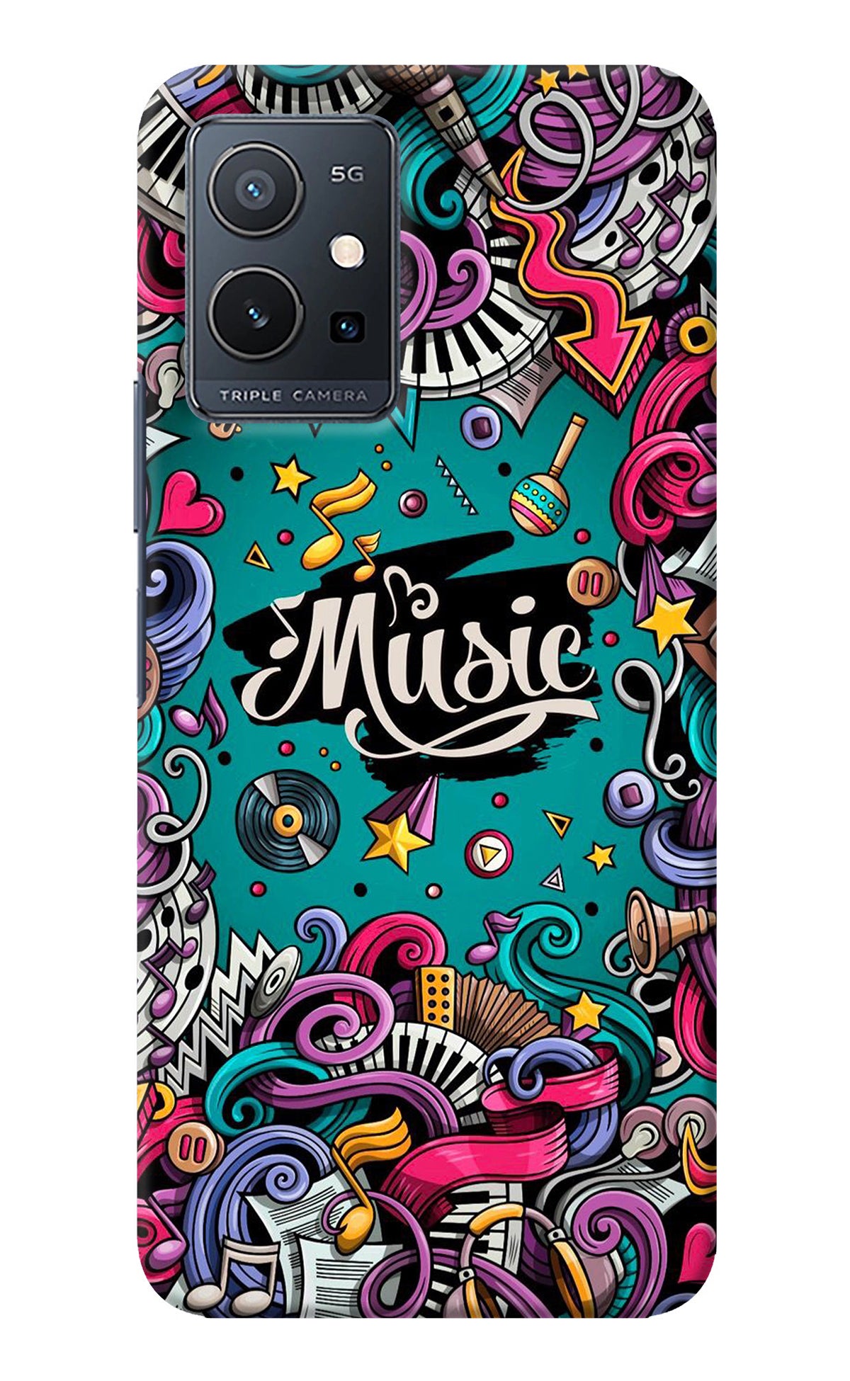 Music Graffiti Vivo Y75 5G/Vivo T1 5G Back Cover