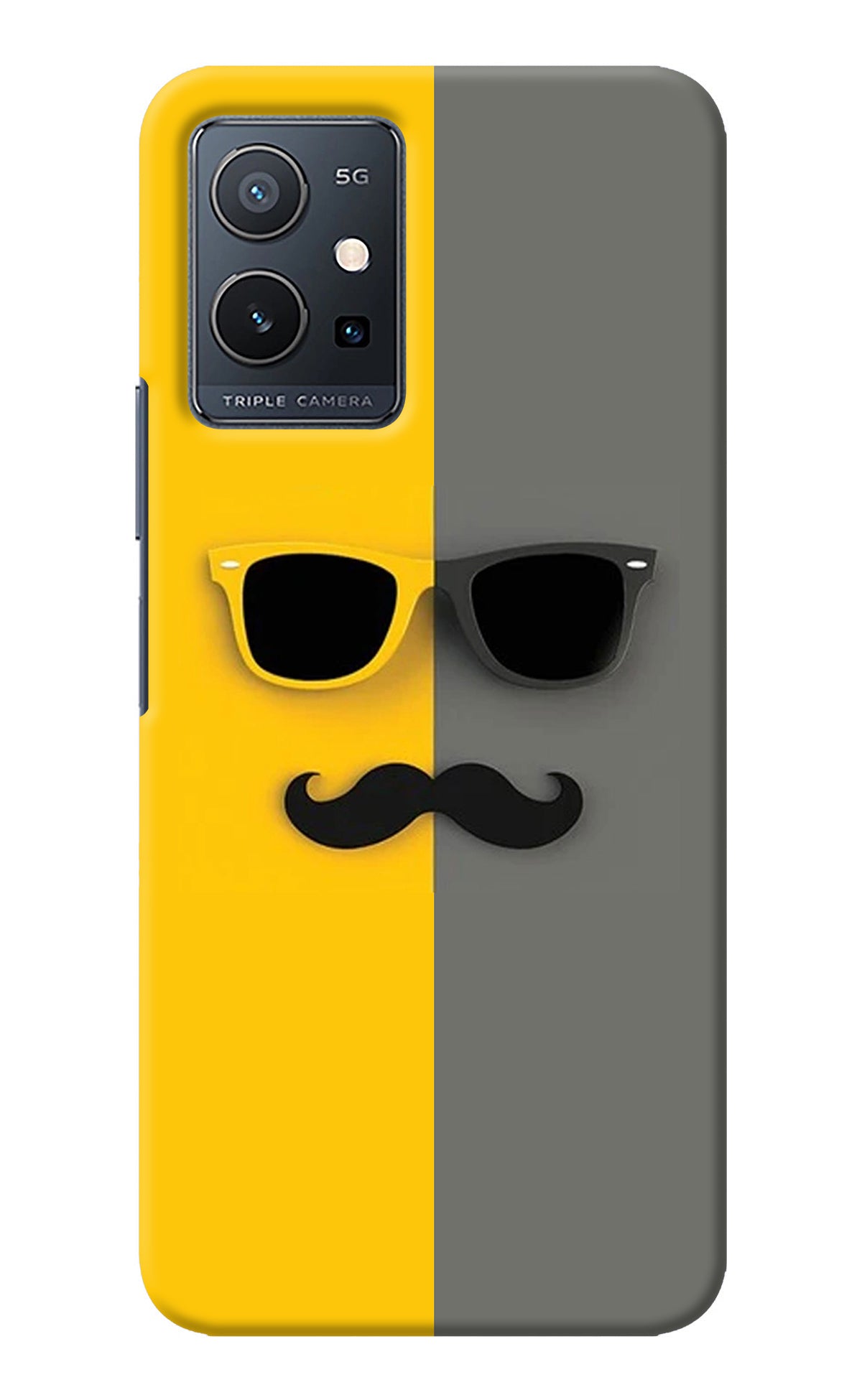 Sunglasses with Mustache Vivo Y75 5G/Vivo T1 5G Back Cover