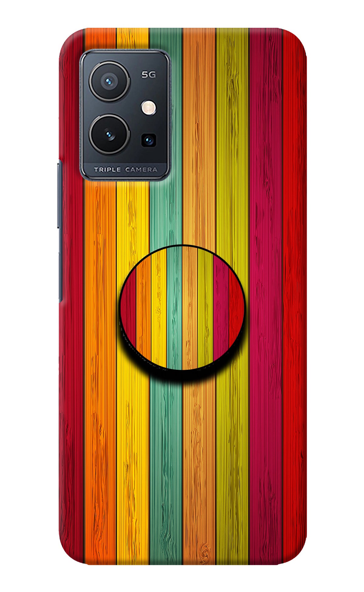 Multicolor Wooden Vivo Y75 5G/Vivo T1 5G Pop Case