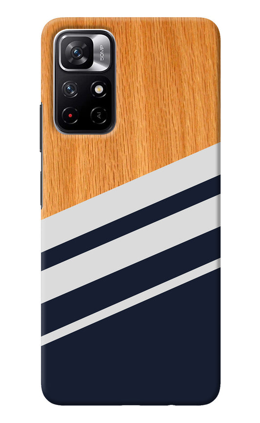 Blue and white wooden Poco M4 Pro 5G Back Cover