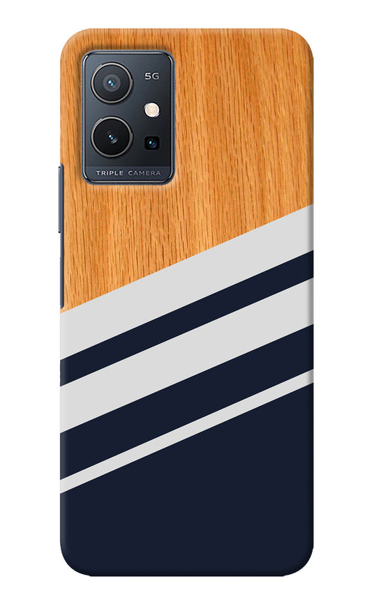 Blue and white wooden IQOO Z6 5G (not 44W) Back Cover