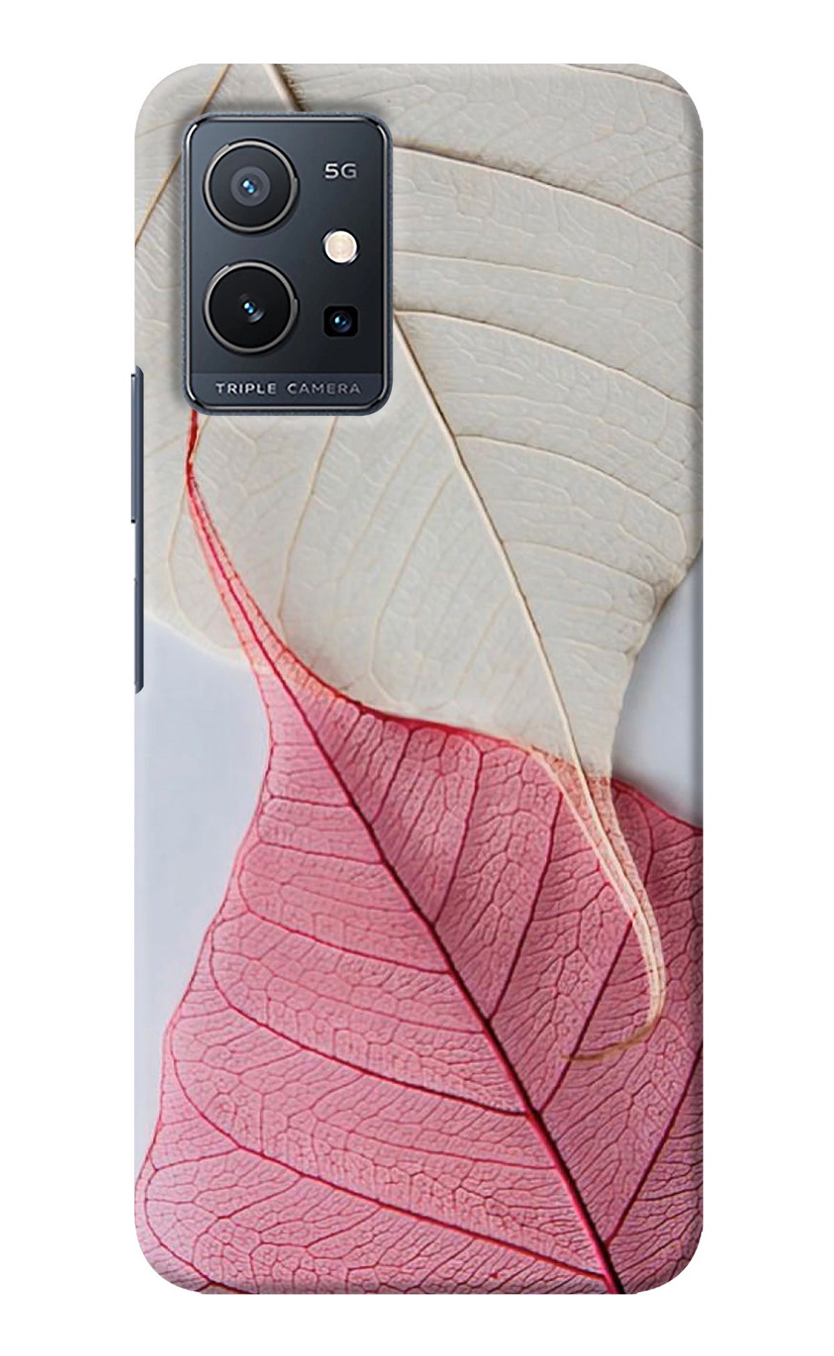 White Pink Leaf IQOO Z6 5G (not 44W) Back Cover