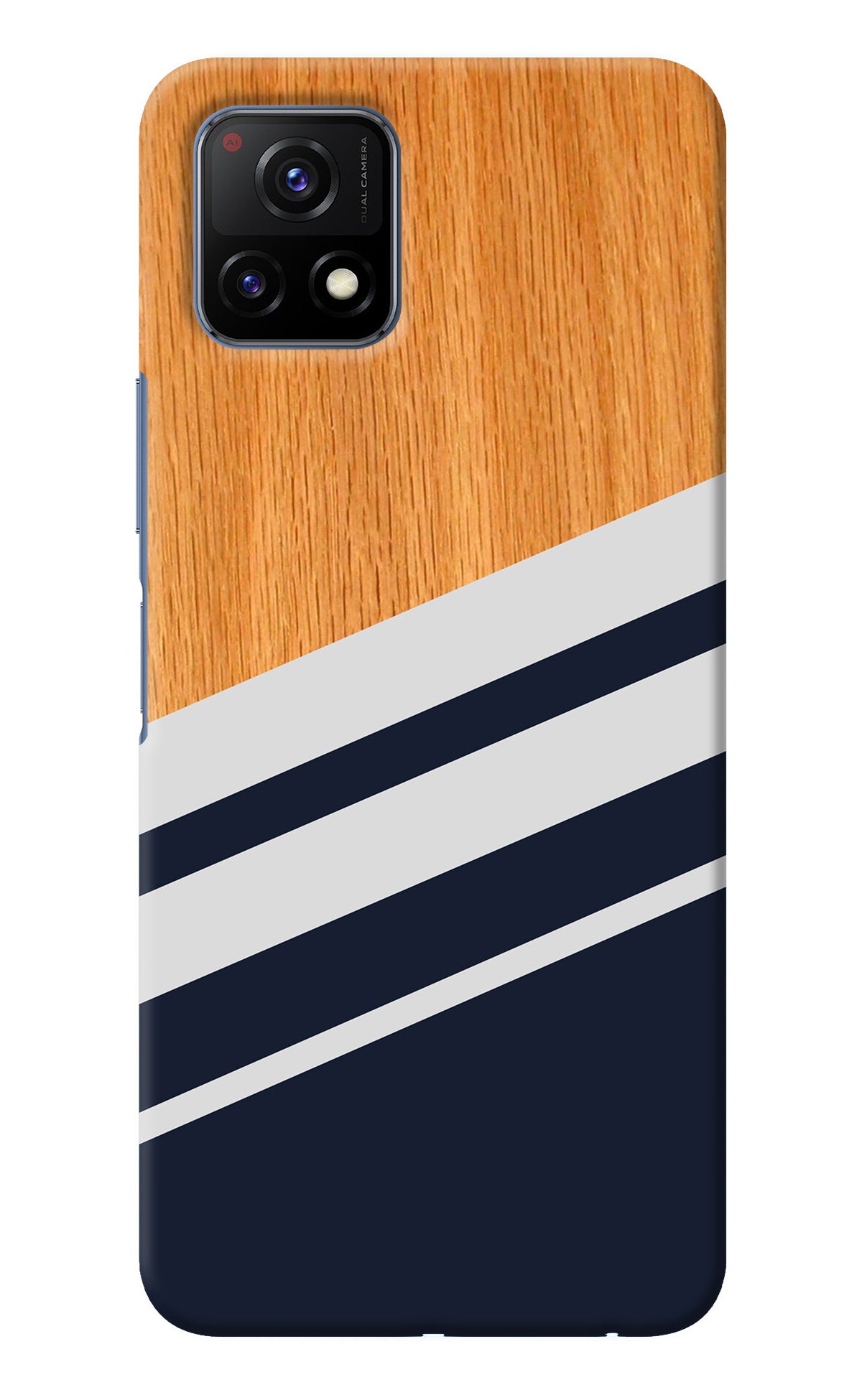 Blue and white wooden Vivo Y72 5G Back Cover