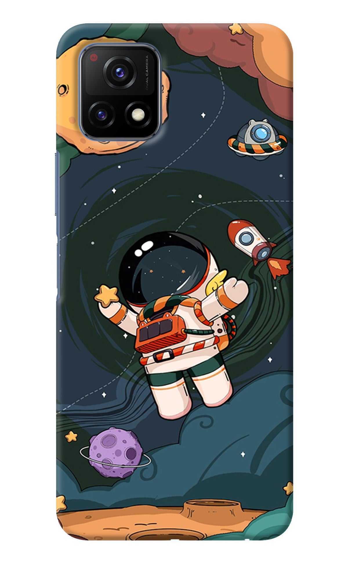 Cartoon Astronaut Vivo Y72 5G Back Cover