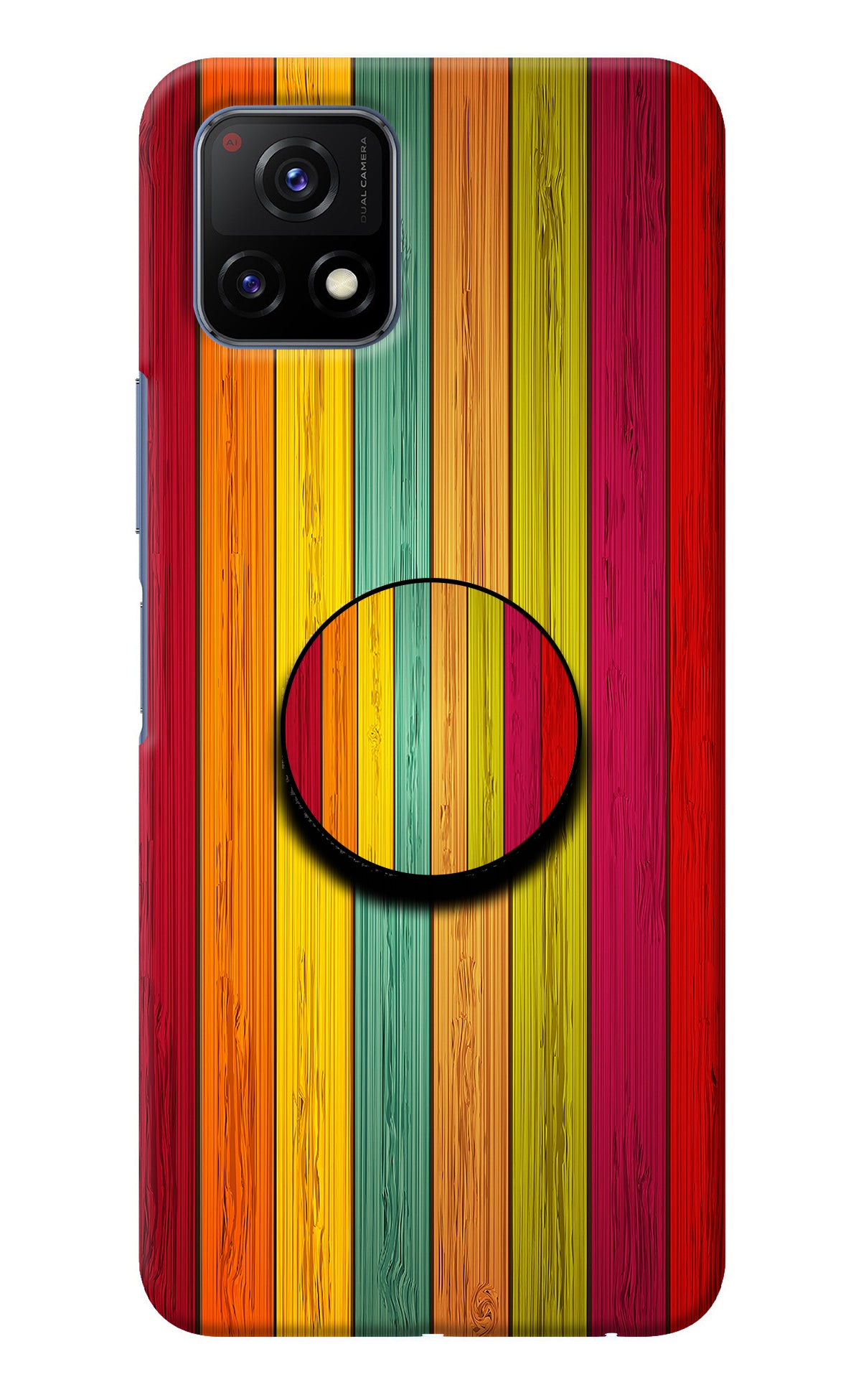 Multicolor Wooden Vivo Y72 5G Pop Case