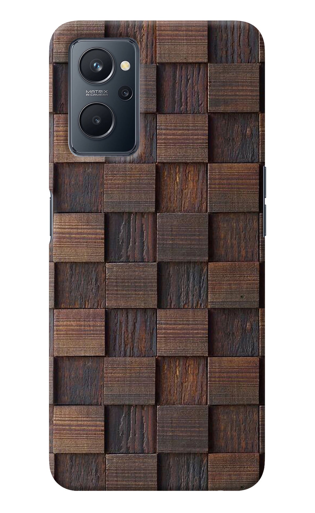 Wooden Cube Design Realme 9i 4G Back Cover
