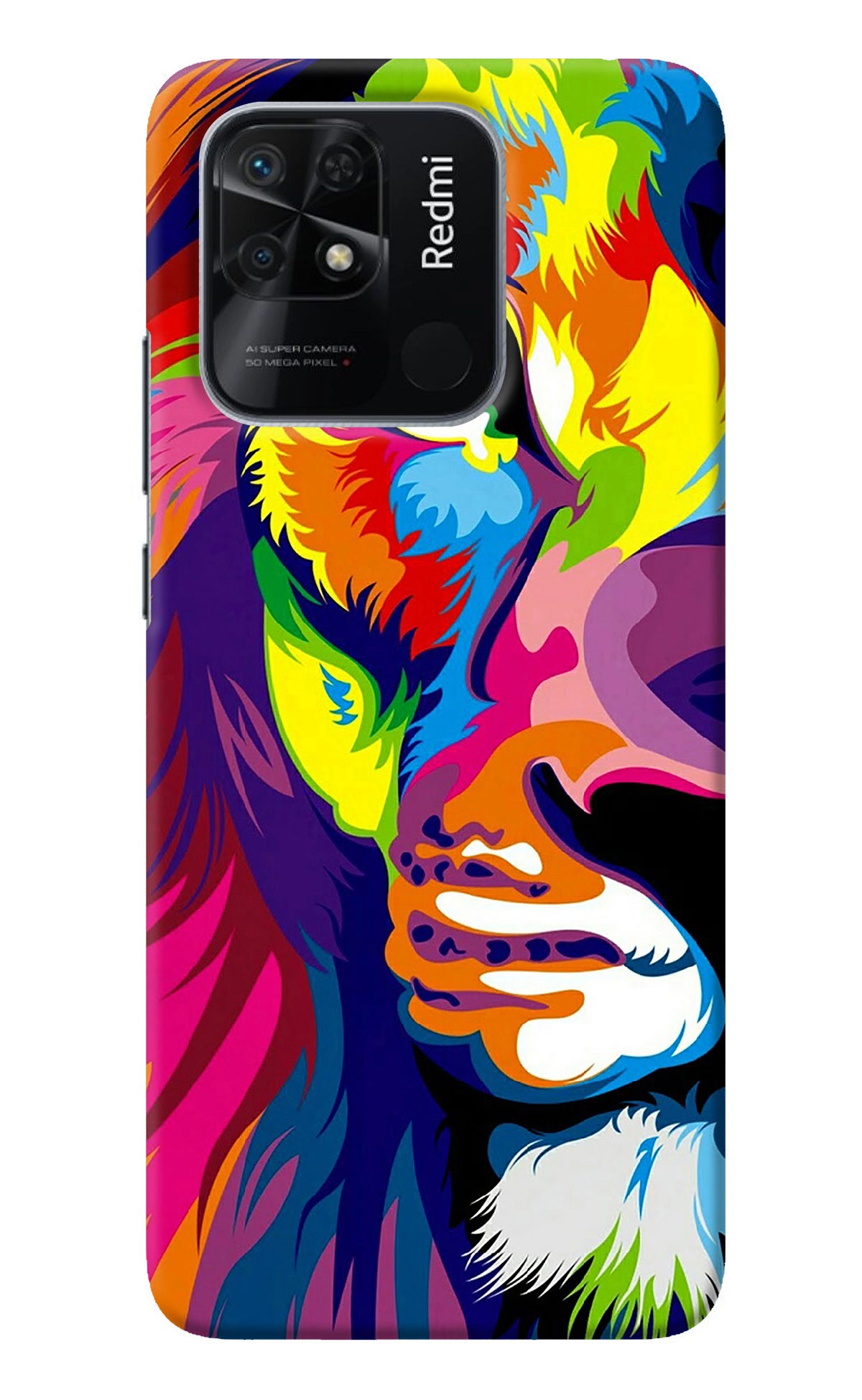 Lion Half Face Redmi 10/10 Power Back Cover