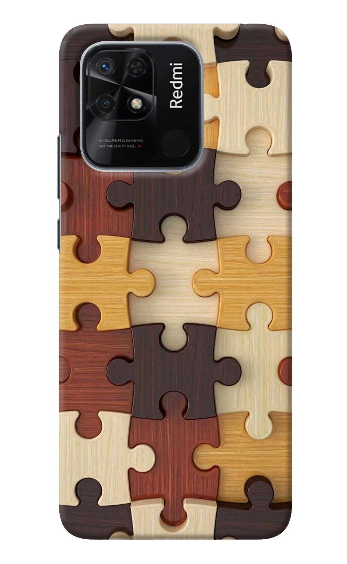 Wooden Puzzle Redmi 10/10 Power Back Cover