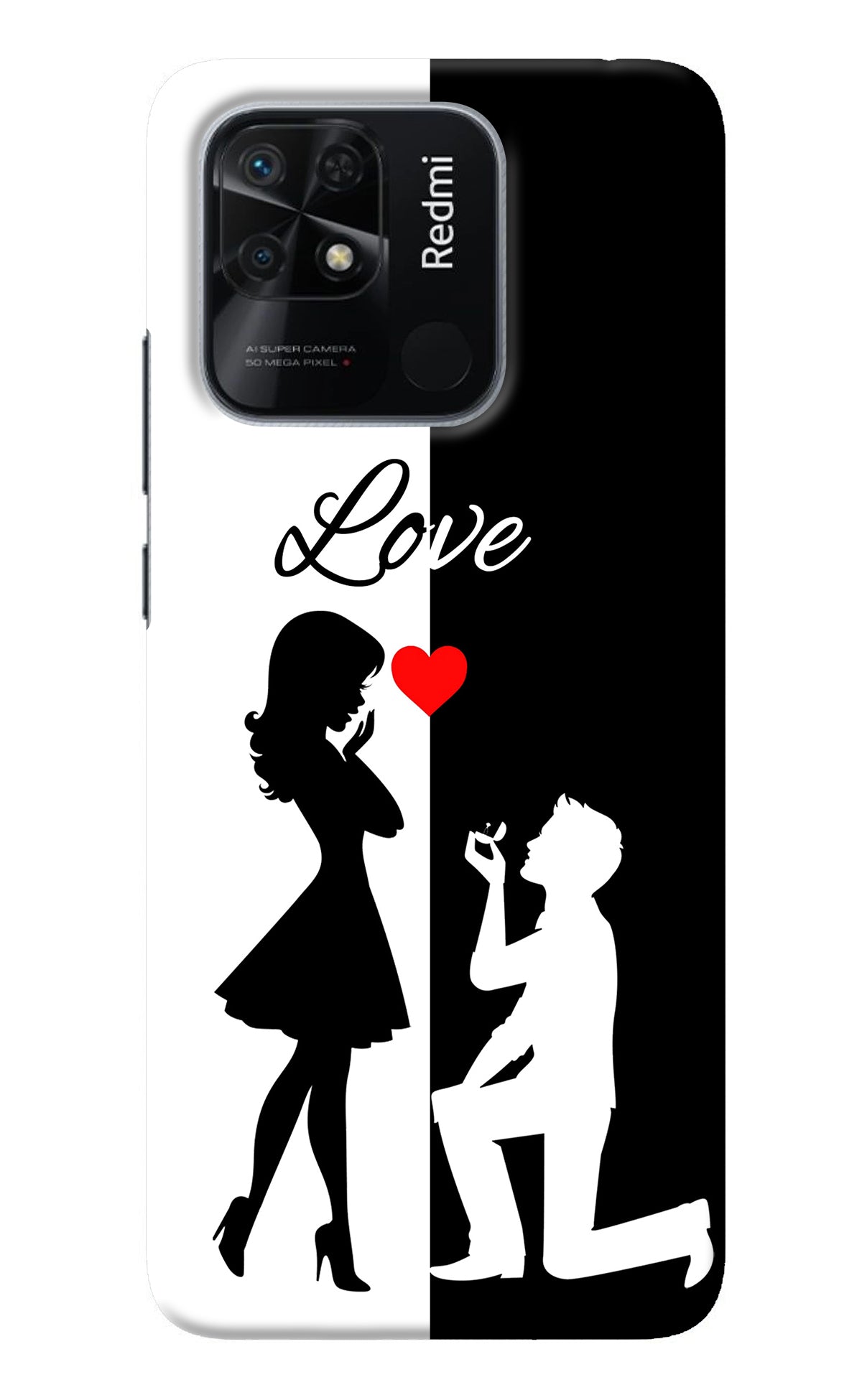 Love Propose Black And White Redmi 10/10 Power Back Cover