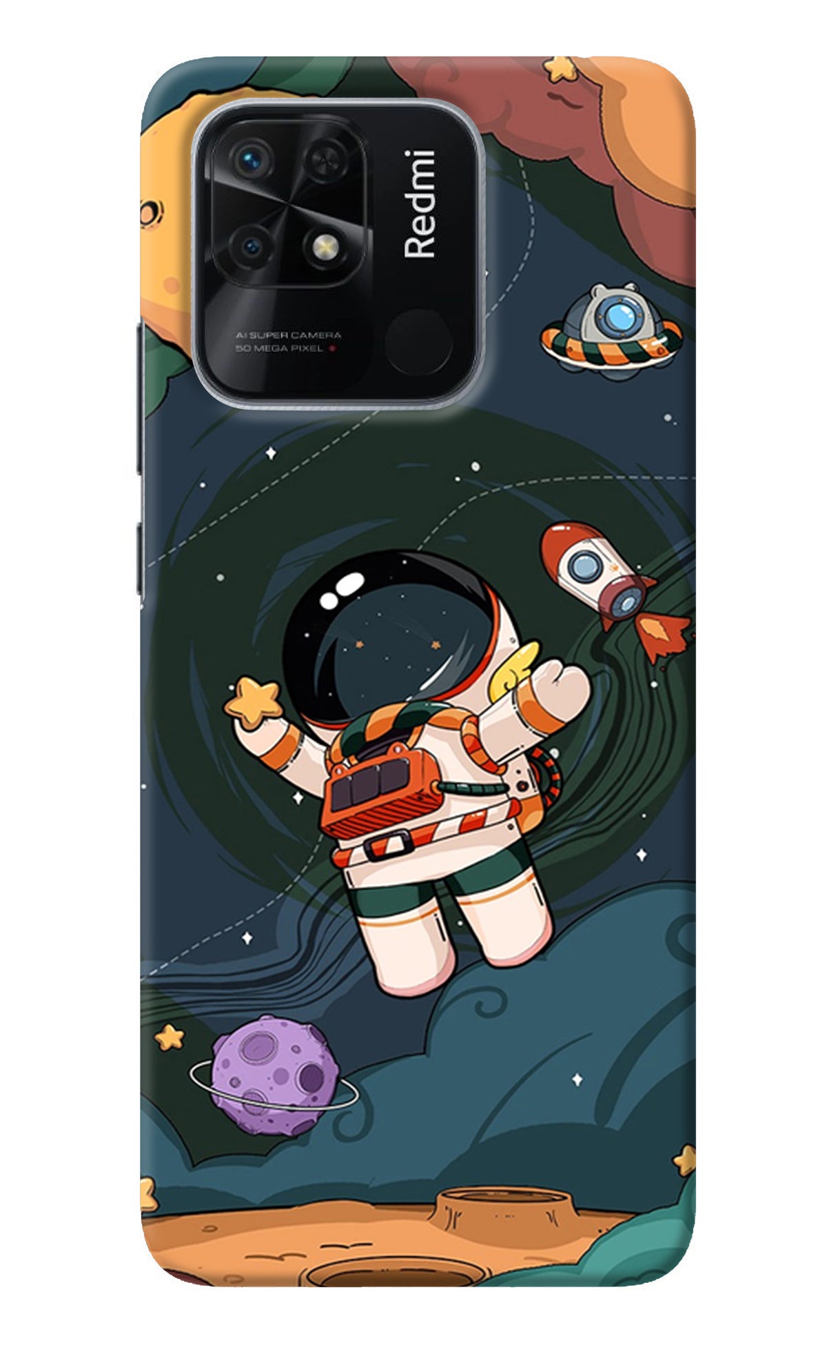 Cartoon Astronaut Redmi 10/10 Power Back Cover