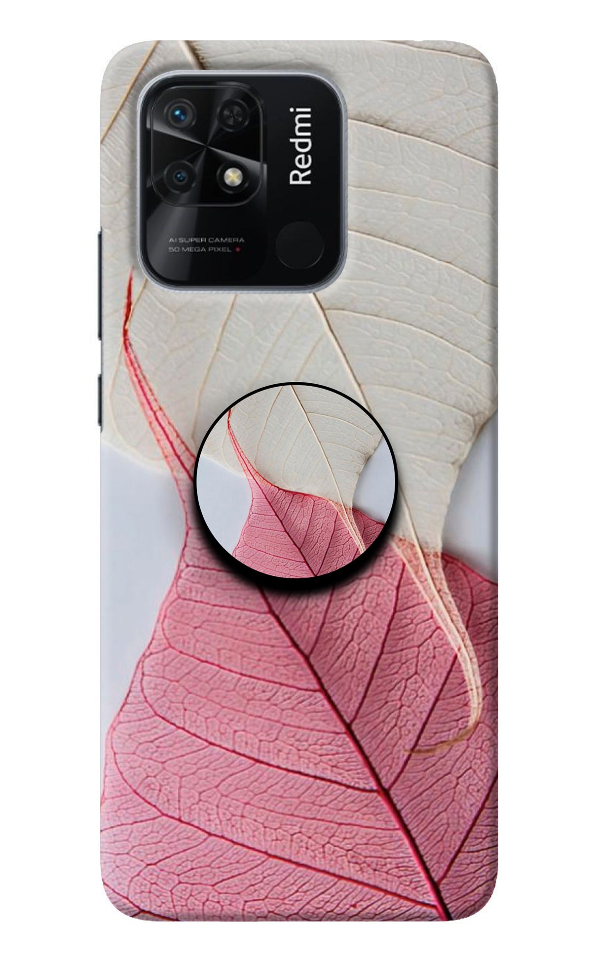 White Pink Leaf Redmi 10/10 Power Pop Case